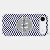Chevron Zigzag Navy Blue Pattern Monogram Case-Mate iPhone Case (Back (Horizontal))