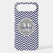 Chevron Zigzag Navy Blue Pattern Monogram Case-Mate iPhone Case (Back)