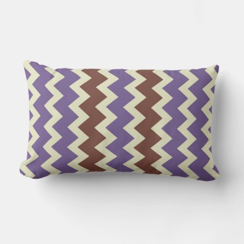 Chevron zigzag pale green bright purple brown lumbar pillow