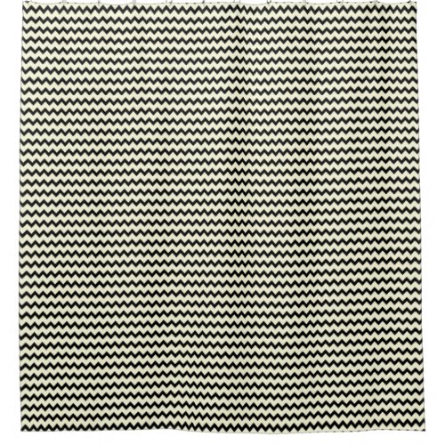 Chevron zigzag pattern black and cream shower curtain