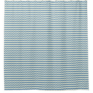 Chevron zigzag pattern denim blue and cream shower curtain