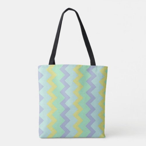 Chevron zigzag pattern in green purple and blue tote bag