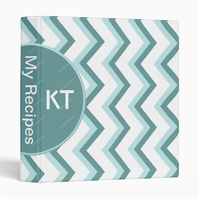 Chevron ZigZag Pattern in Mint Green 3 Ring Binder (Front/Spine)
