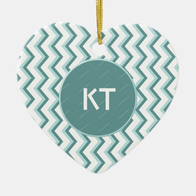 Chevron ZigZag Pattern in Mint Green Ceramic Ornament (Front)