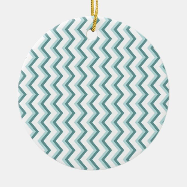 Chevron ZigZag Pattern in Mint Green Ceramic Ornament (Front)