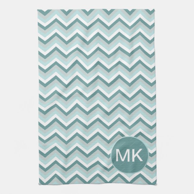 Chevron ZigZag Pattern in Mint Green  - Customized Towel (Vertical)