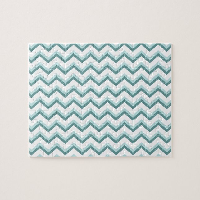 Chevron ZigZag Pattern in Mint Green Jigsaw Puzzle (Horizontal)