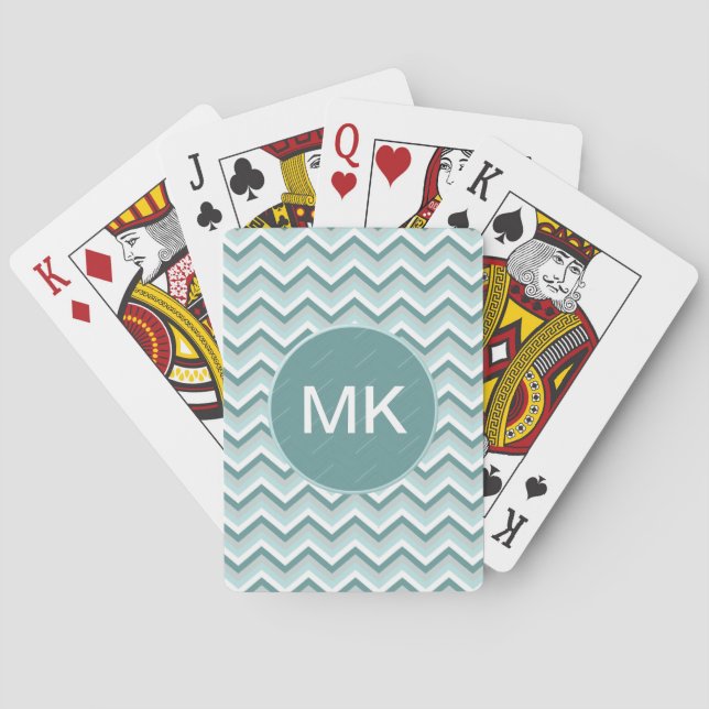 Chevron ZigZag Pattern in Mint Green Poker Cards (Back)
