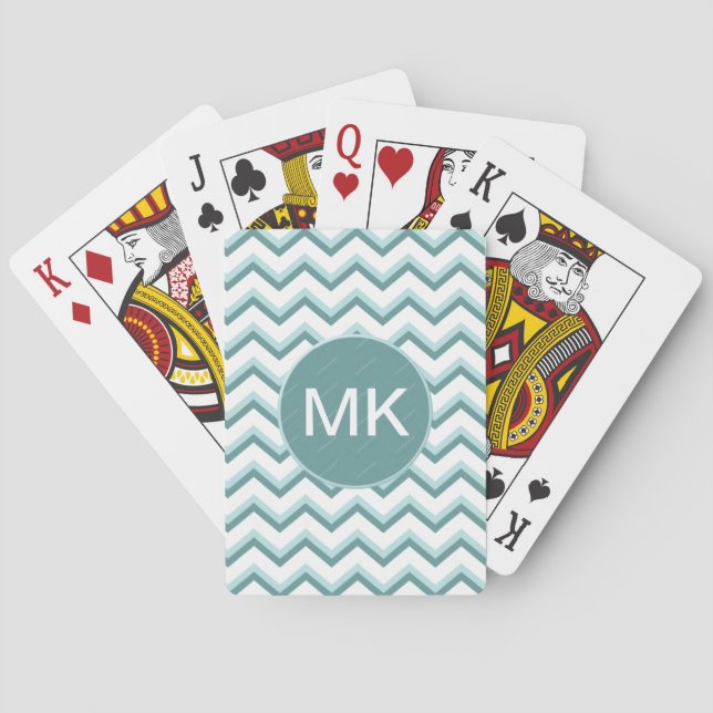 Chevron ZigZag Pattern in Mint Green Poker Cards (Back)