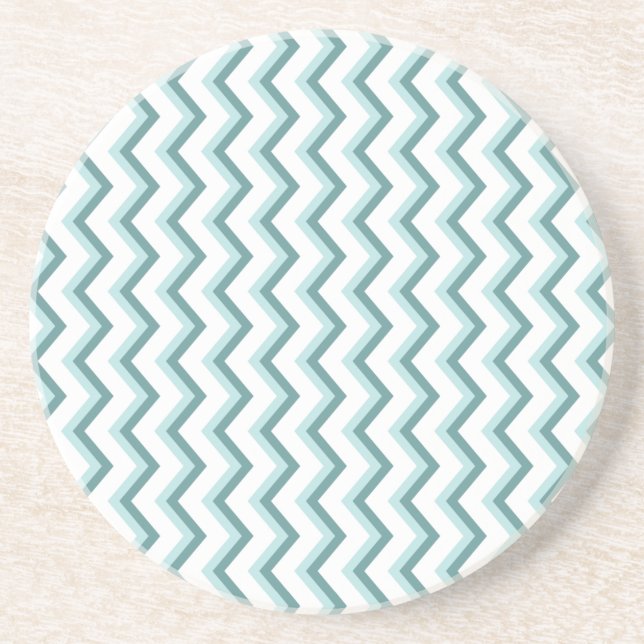 Chevron ZigZag Pattern in Mint Green Sandstone Coaster (Front)