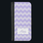 Chevron zigzag pattern purple grey name flap case<br><div class="desc">Modern zig zag patterned iphone cover in purple and grey hues. Customize this patterned iphone case cover with your name and your family initial or monogram. Currently reads Alexia B. Design by Sarah Trett.</div>