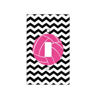 Chevron Zigzag Pink Volleyball Light Switch Cover