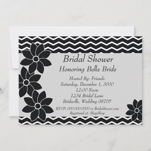 ChevronBridal Shower Invitation in Black and White