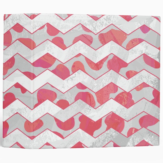 ChevronDalmatian Pink and White 3 Ring Binder (Front/Spine)
