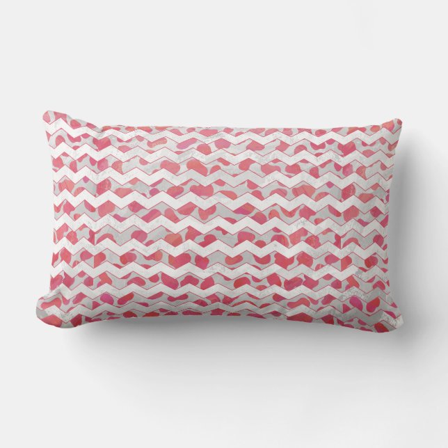 ChevronDalmatian Pink and White Lumbar Pillow (Front)