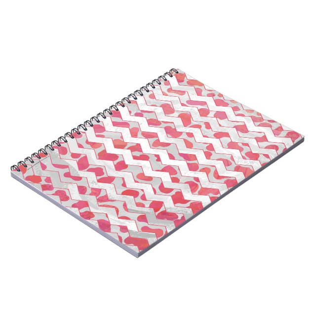 ChevronDalmatian Pink and White Notebook (Left Side)