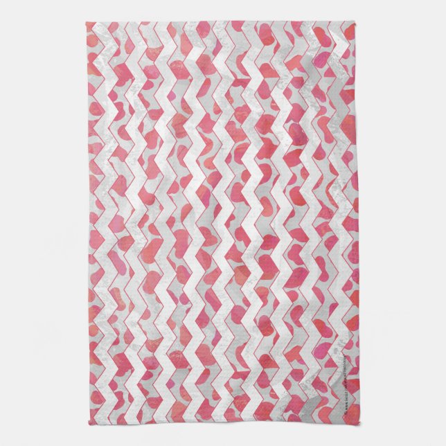 ChevronDalmatian Pink and White Towel (Vertical)