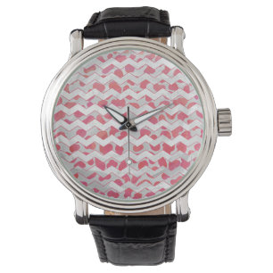 ChevronDalmatian Pink and White Watch