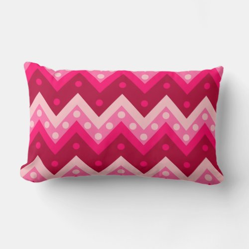 Chevrons and dots _ burgundy and pink lumbar pillow