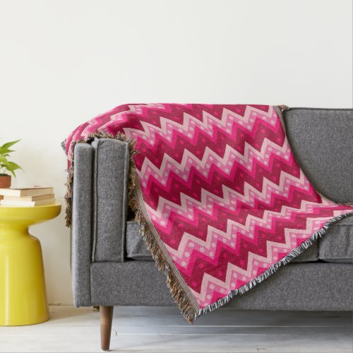 Chevrons and dots _ burgundy and pink throw blanket