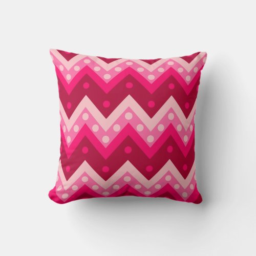 Chevrons and dots _ burgundy and pink throw pillow