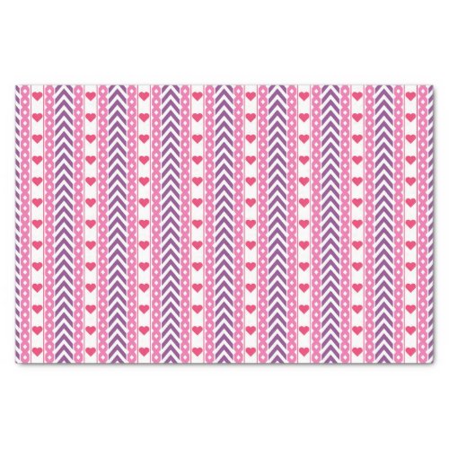 Chevrons and Hearts Pattern Tissue Paper