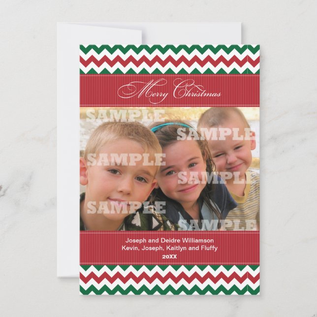Chevrons and Stripes Christmas Greeting Holiday Card (Front)