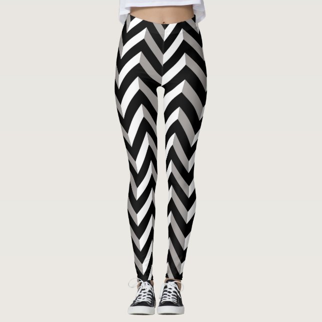 Chevrons Geometric Optical Illusion Leggings (Front)