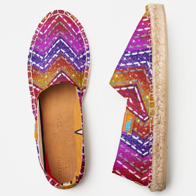 Chevrons Glittering Rainbow ID689 Espadrilles (Side)