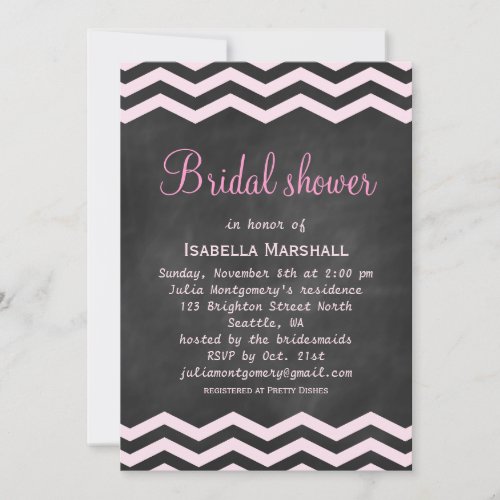 Chevrons on Chalk Bridal Shower Invitation