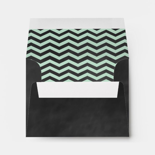 Chevrons on Chalkboard RSVP Envelope in mint (Back (Bottom))