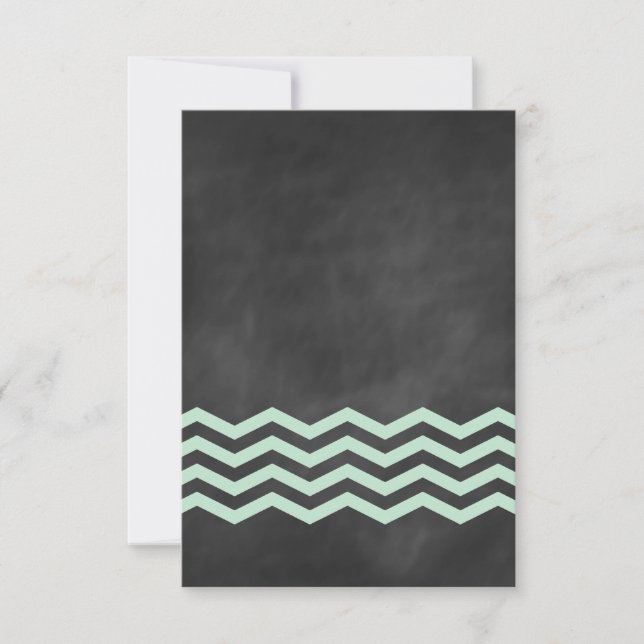 Chevrons on Chalkboard RSVP in mint (Front)