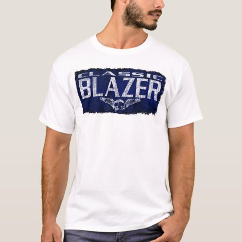 Chevy Blazer Blue Classic Winged Skull Eroded Pan T_Shirt