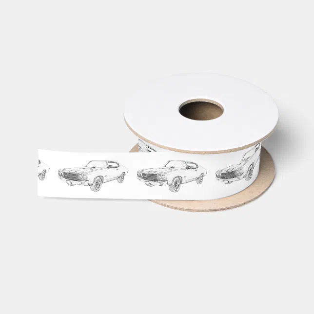 Chevy Ribbon Jpg Chevy Chevelle Bowtie Muscle Car Black and White Satin Ribbon | Zazzle