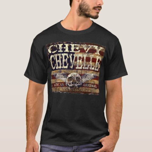Chevy Chevelle Design Against Eroded Flag T_Shirt