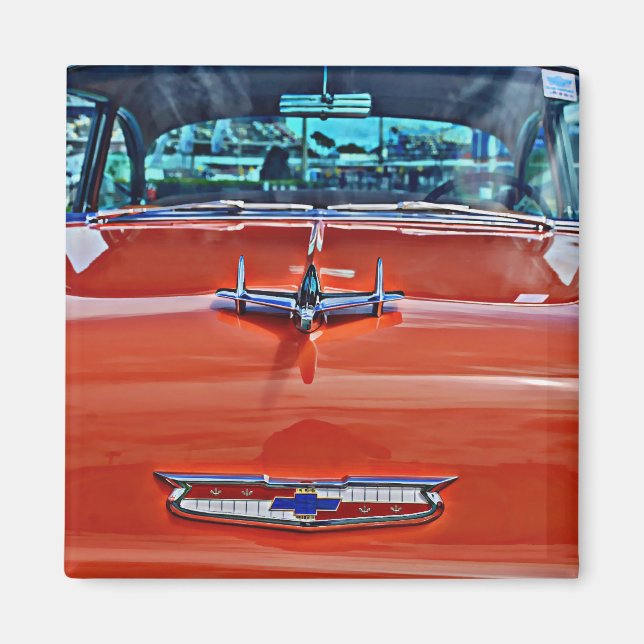 Chevy Chevrolet Tri-Five BelAir Hotrod Magnet (Front)
