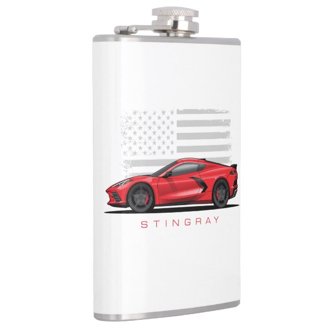 Chevy Corvette C8 Black Illustration Flask (Right)