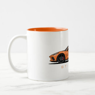 Chevy Corvette C8 Black Illustration Two-Tone Coffee Mug