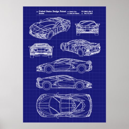 Chevy Corvette C8 Patent Poster