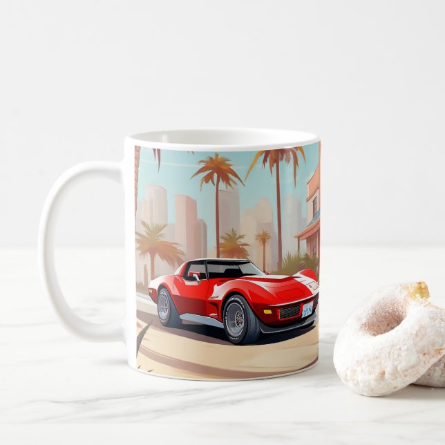 Chevy Corvette Stingray Coffee Mug (With Donut)