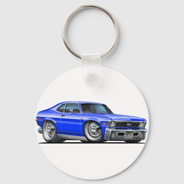 Chevy Nova Blue Car Keychain (Front)