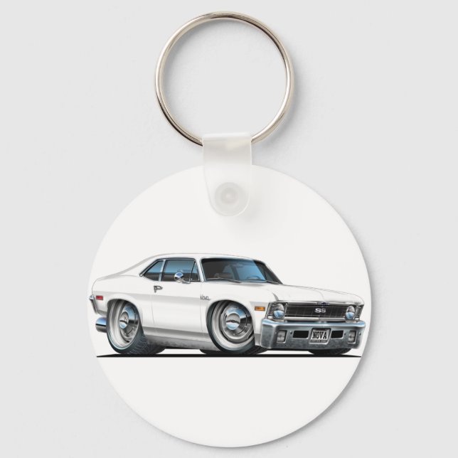 Chevy Nova White Car Keychain (Front)