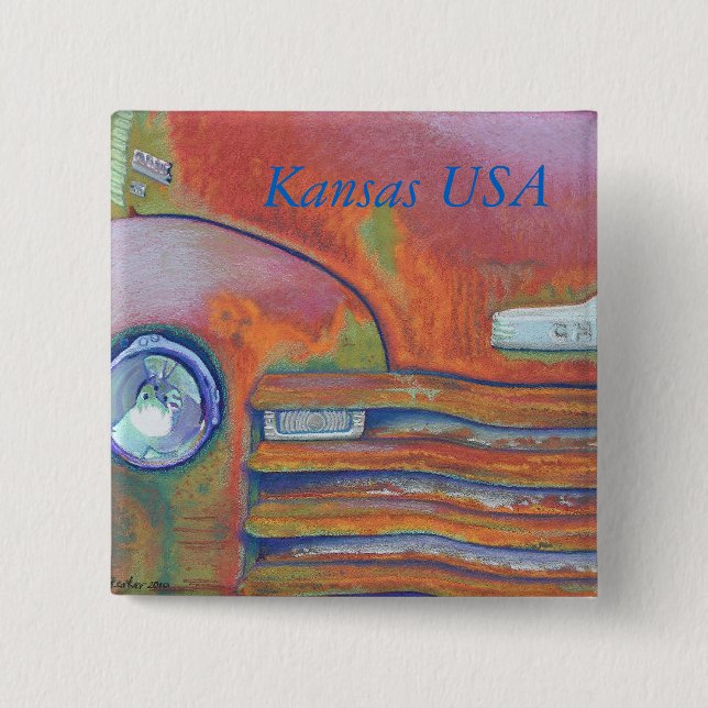 Chevy Rust Chevrolet Pickup Truck Pinback Button (Front)