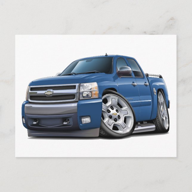 Chevy Silverado Dualcab Blue Granite Truck Postcard (Front)