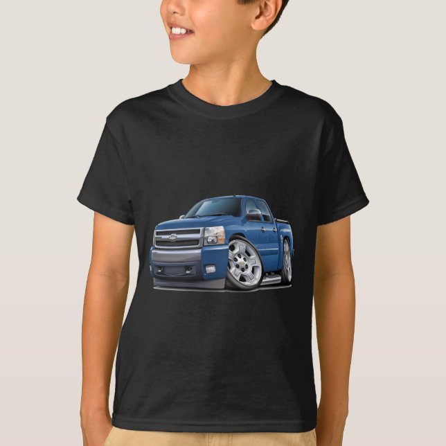 Chevy Silverado Dualcab Blue Granite Truck T-Shirt (Front)