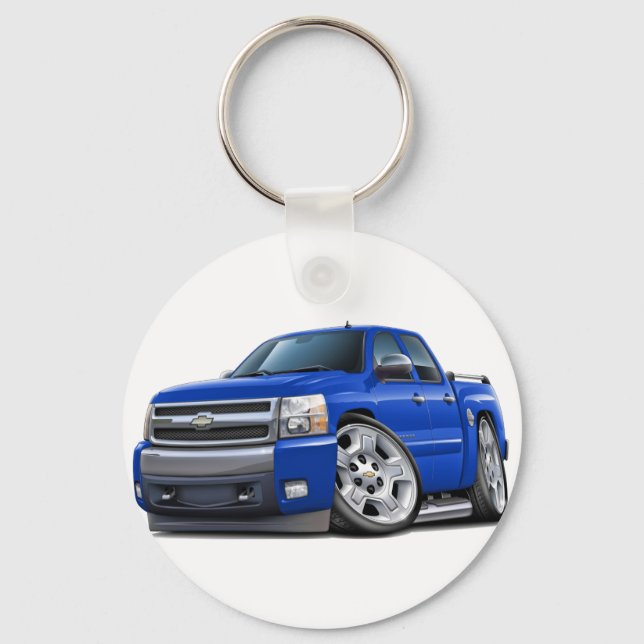 Chevy Silverado Dualcab Blue Truck Keychain (Front)