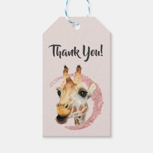 Chew 3 Giraffe Watercolor Painting  Thank You Gift Tags