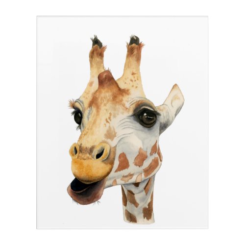 Chew  Giraffe Watercolor Painting Acrylic Print