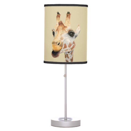 "Chew" Giraffe Watercolor Painting Table Lamp (Front)