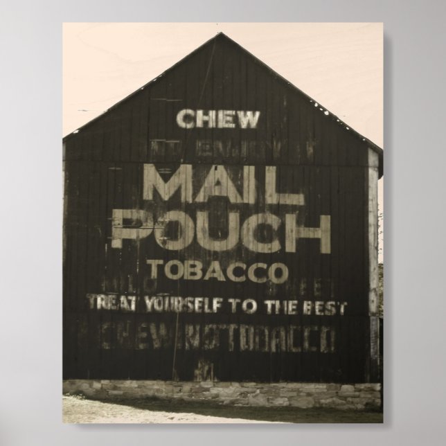 Chew Mail Pouch Tobacco Barn Antique Finish Wood Photo Tile (Front Set)